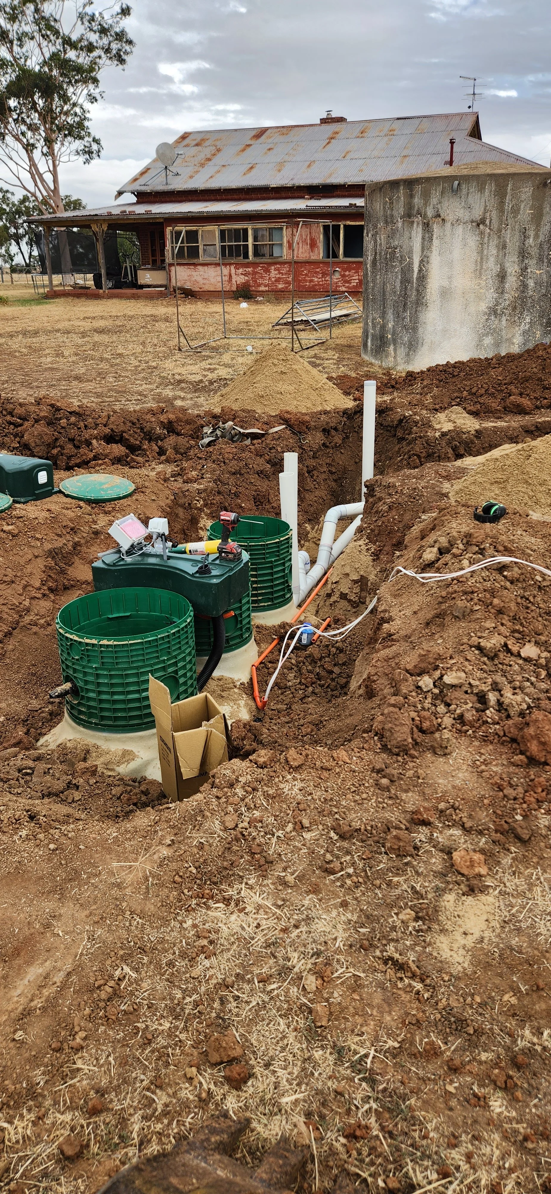 New Underground power for a septic tank on a farm at Milbroulong