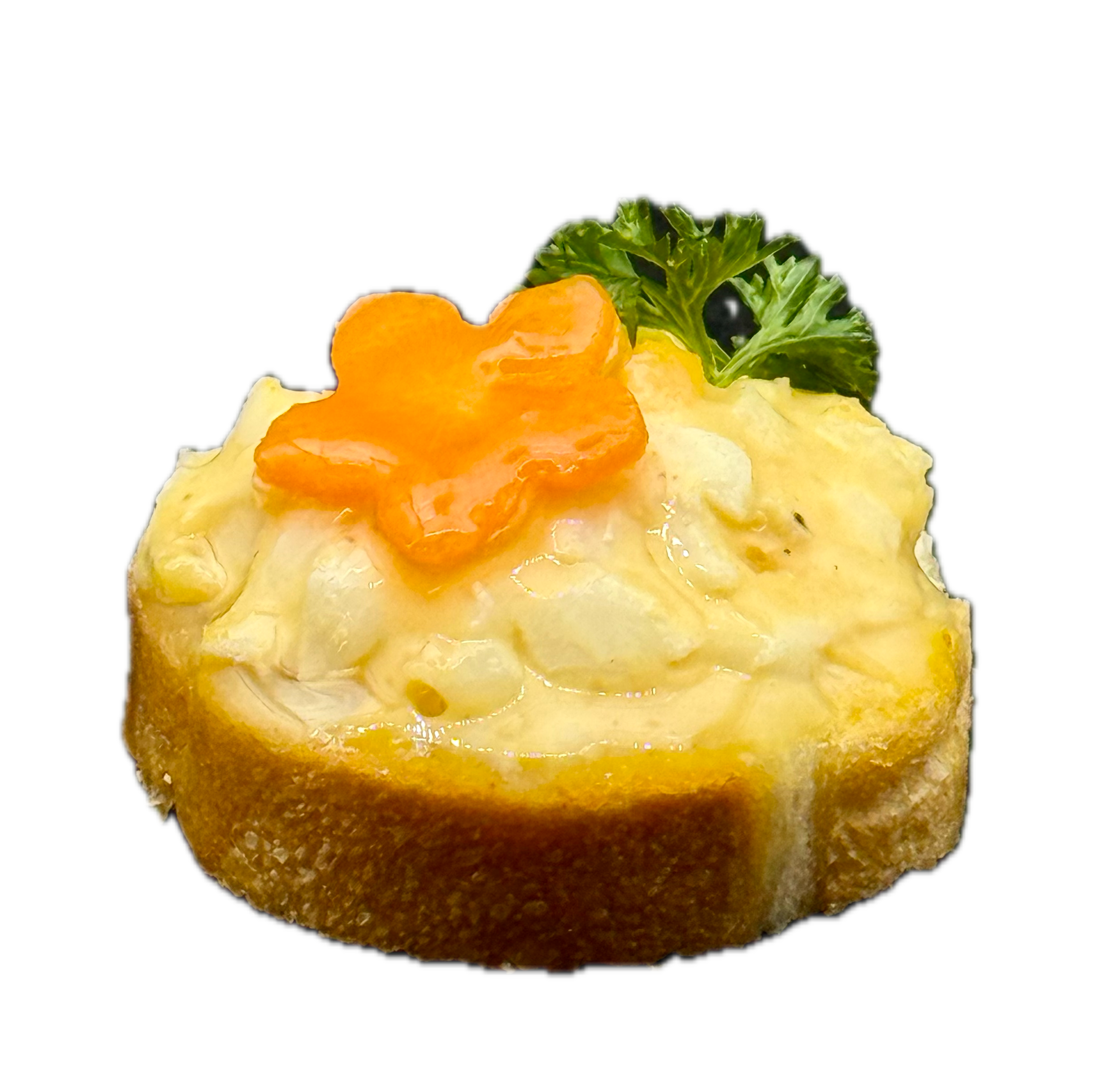 rundes edles Canapé mit Ei belag