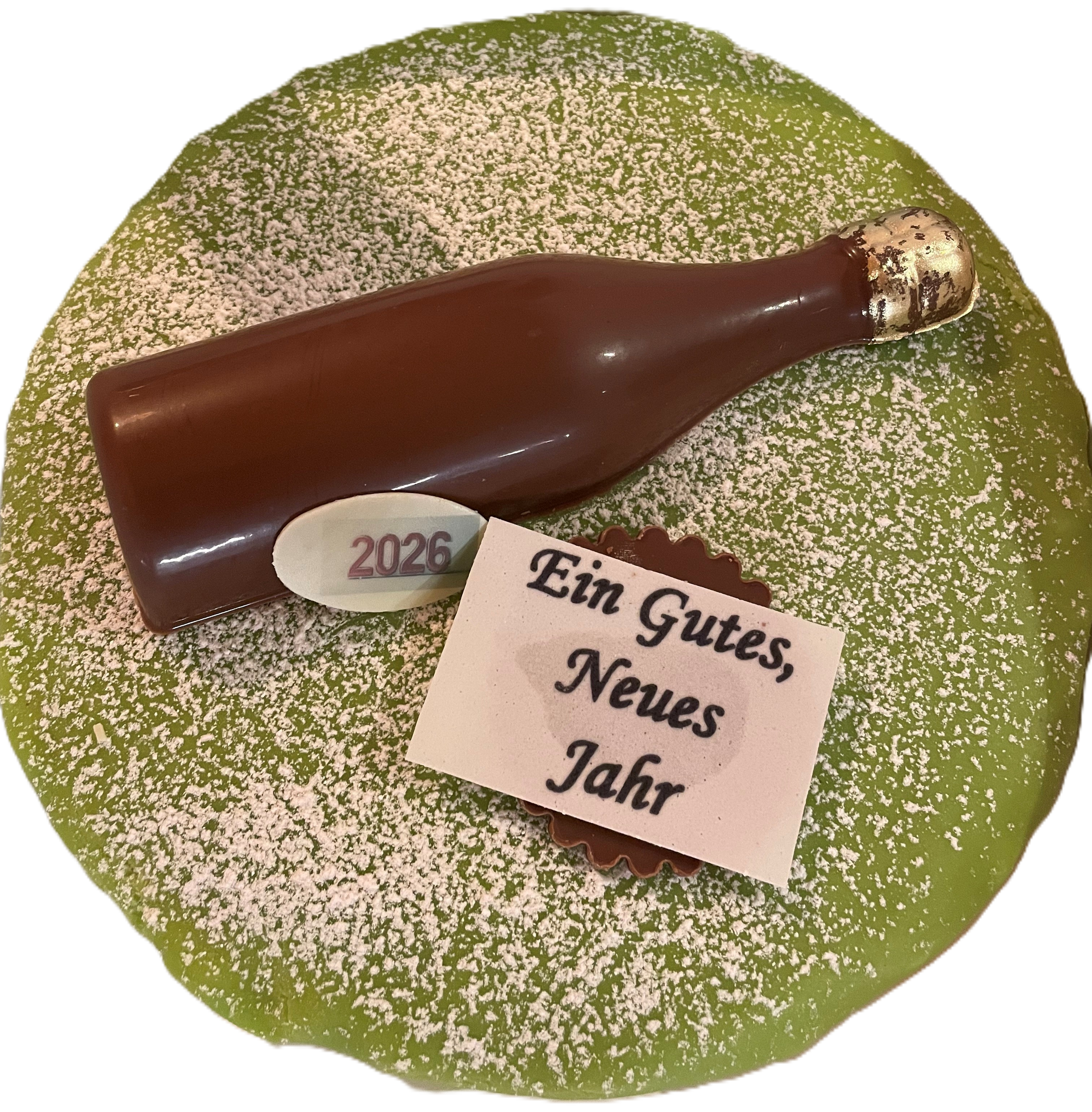 Schwedentorte mit Champagnerflasche aus Schokolade