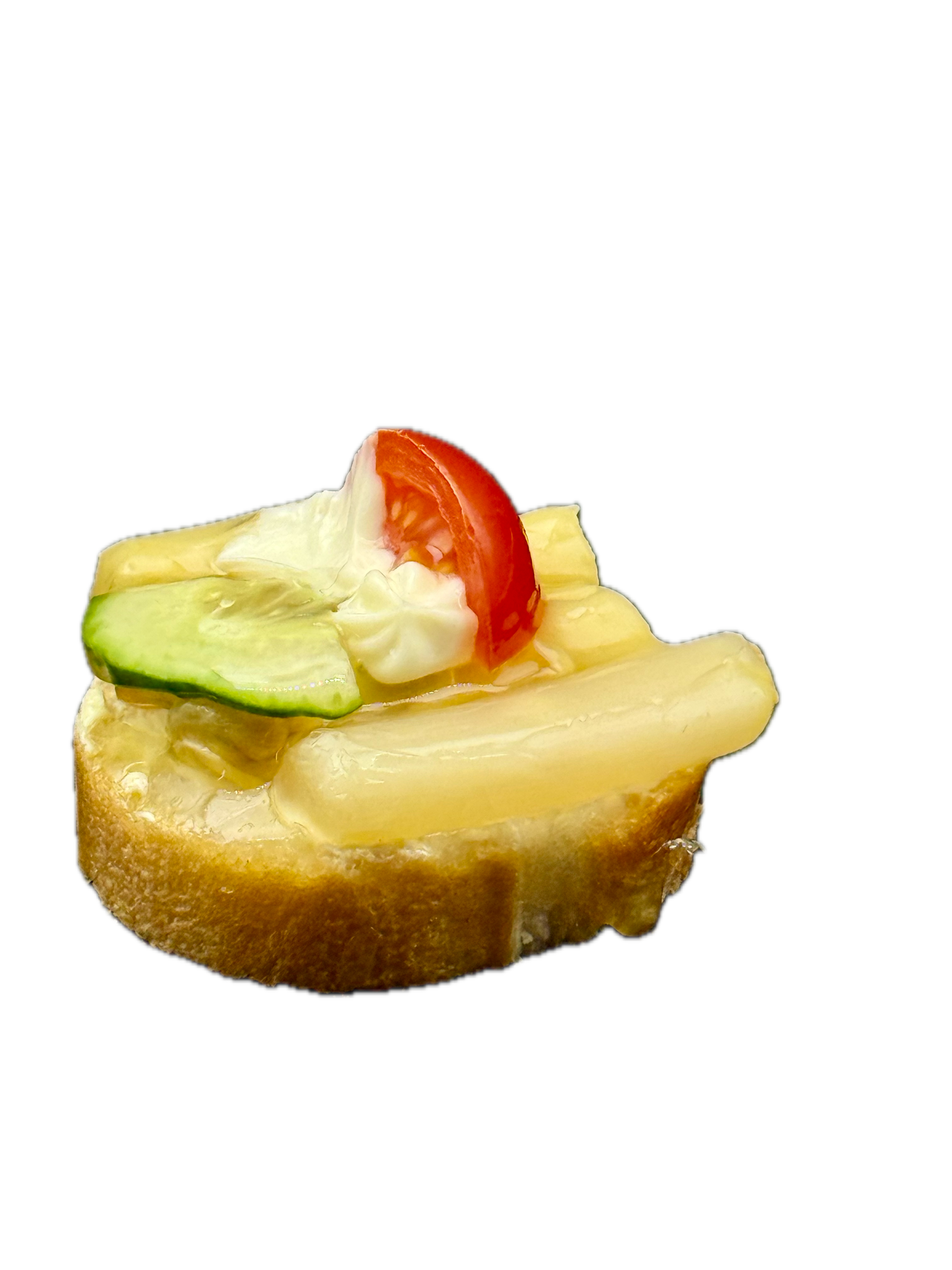 Feines rundes Canapé mit Spargel belegt von der Bäckerei Schillig in Bürglen und Erstfeld