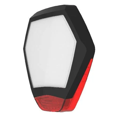 A modern car taillight with a black and red exterior design.