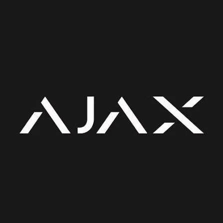 AJAX logo in white on a black background.