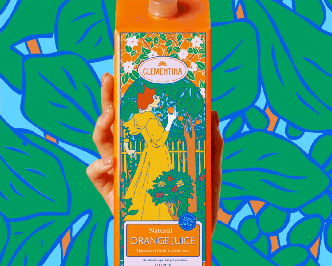 Clementina juice packaging illustration