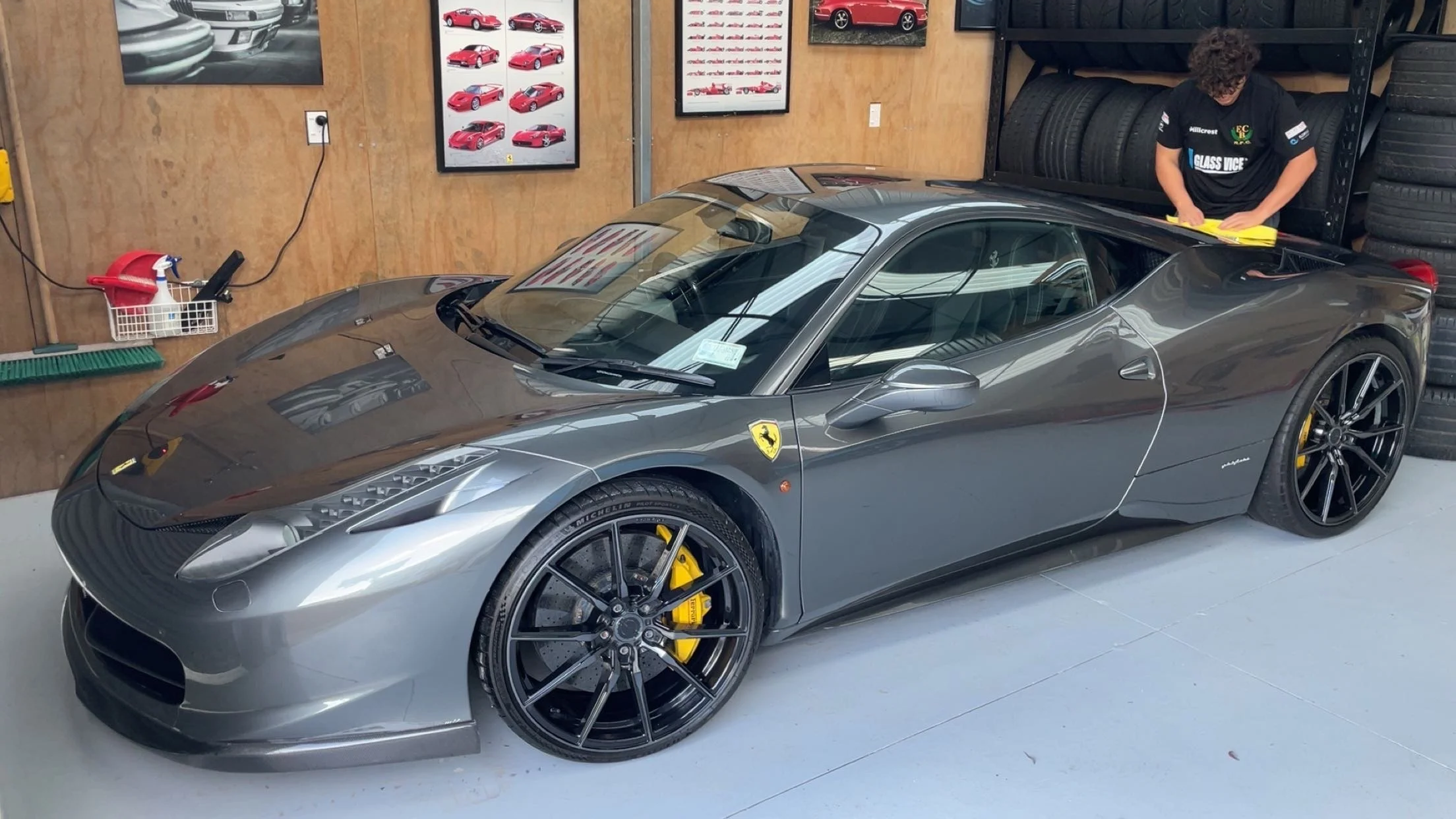 Ferrari receiving professional mobile car detailing on Auckland’s North Shore
