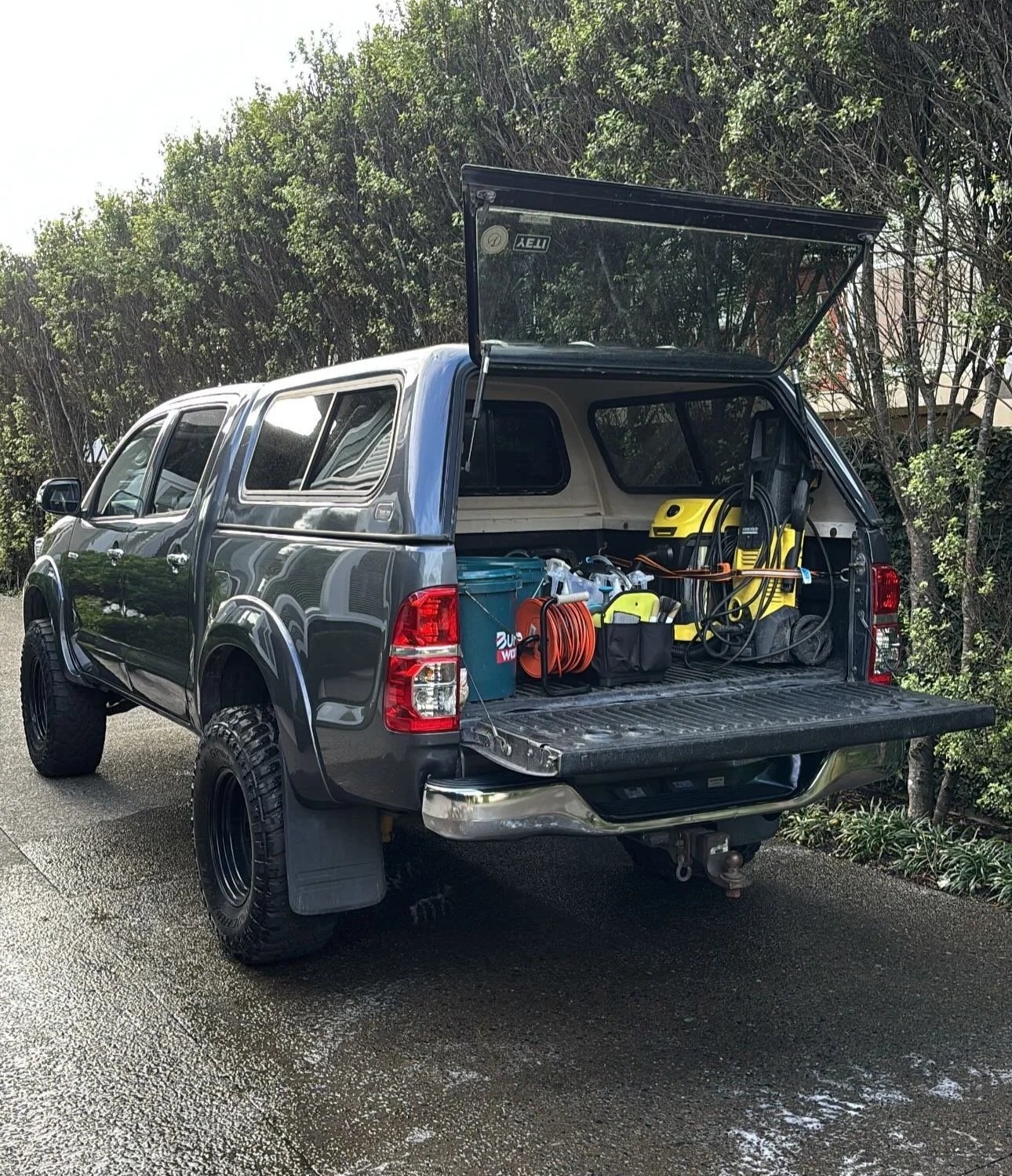 Precision Mobile Detailing equipment set up for a mobile car detail