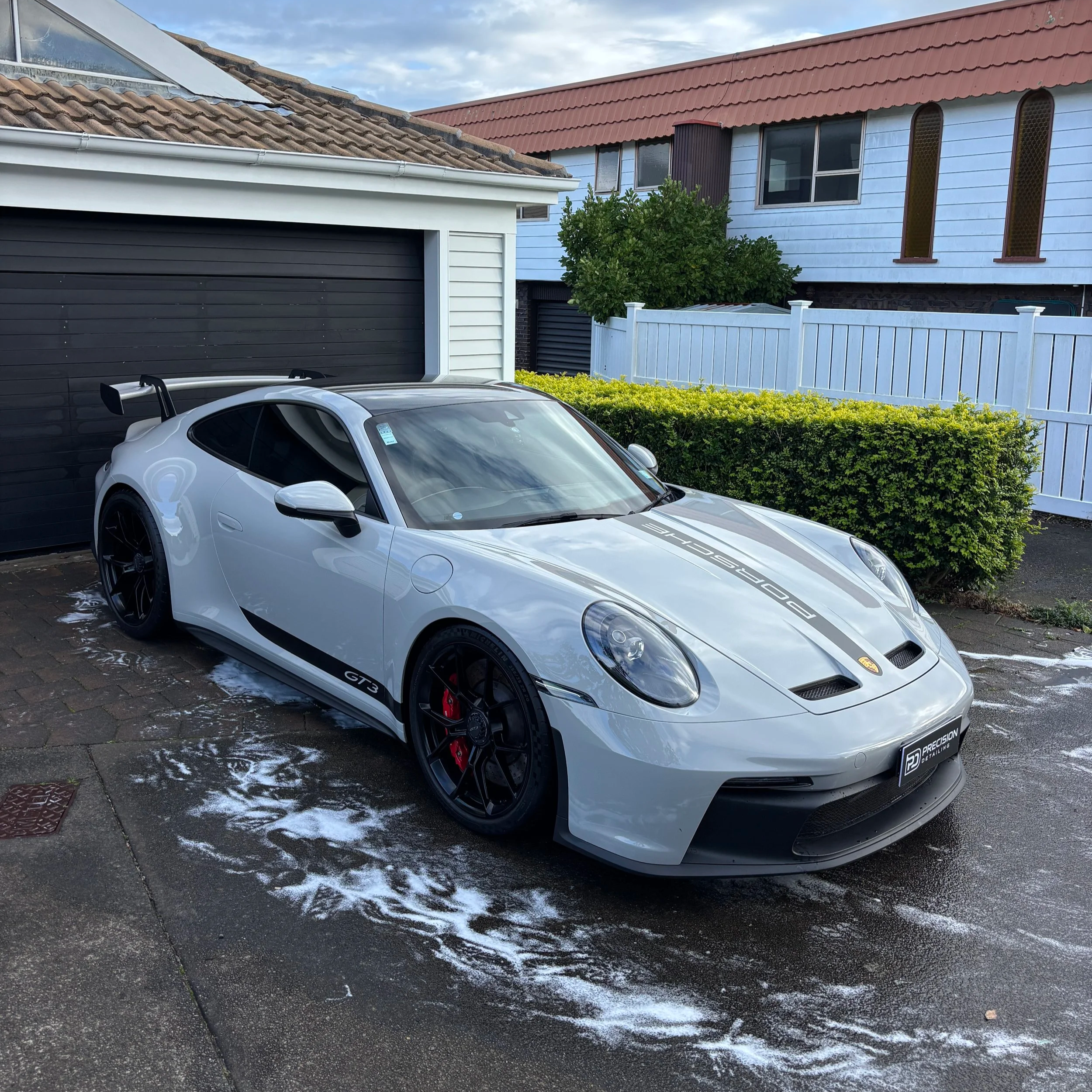 White Porsche after an exterior car detail in Auckland