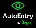AutoEntry logo with an eye icon and the text 'AutoEntry by Sage' on a black background.