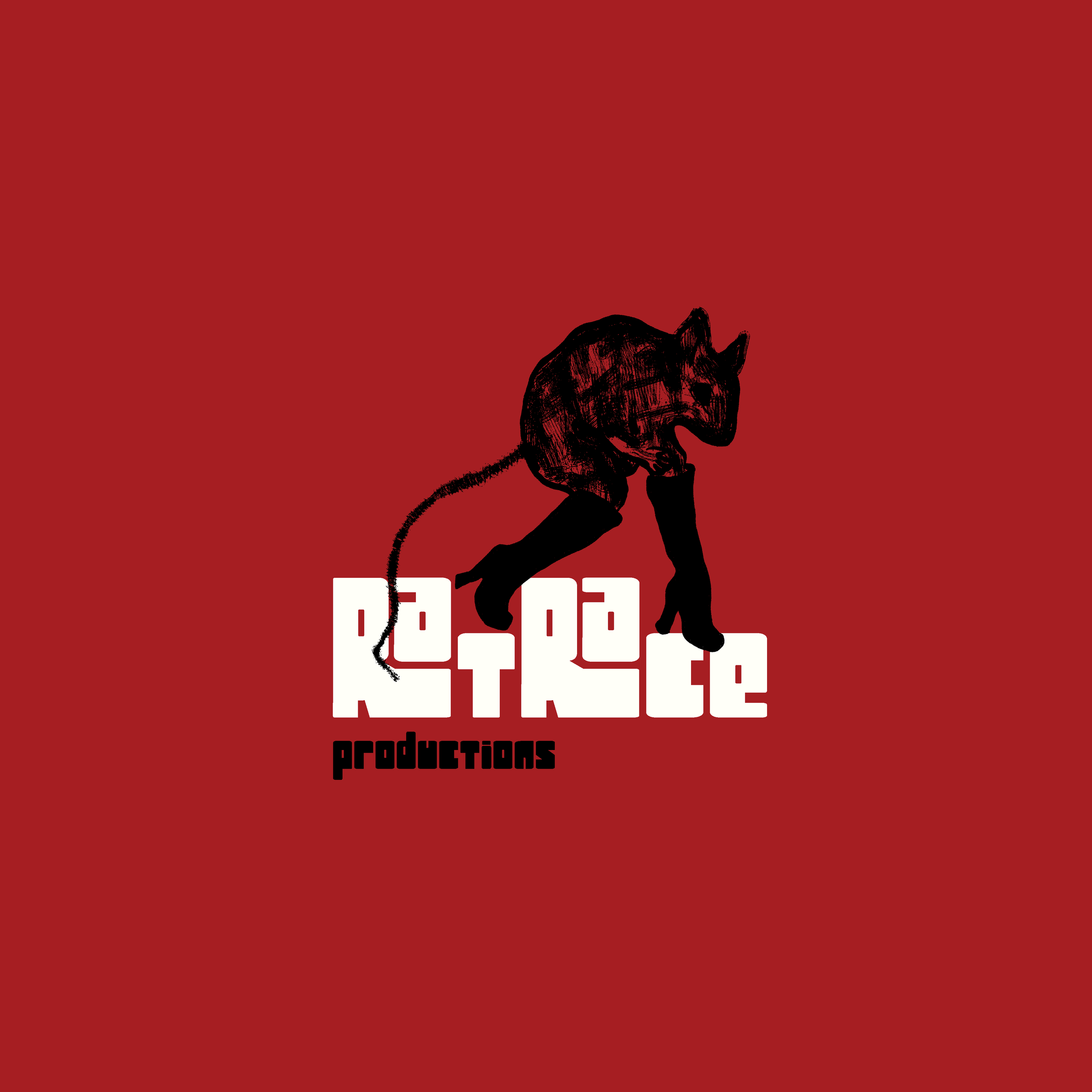 Graphic design for the film 'Rebelde' produced by Renner Films, featuring a red background, a black illustration of a mouse, and bold, white, blocky text.