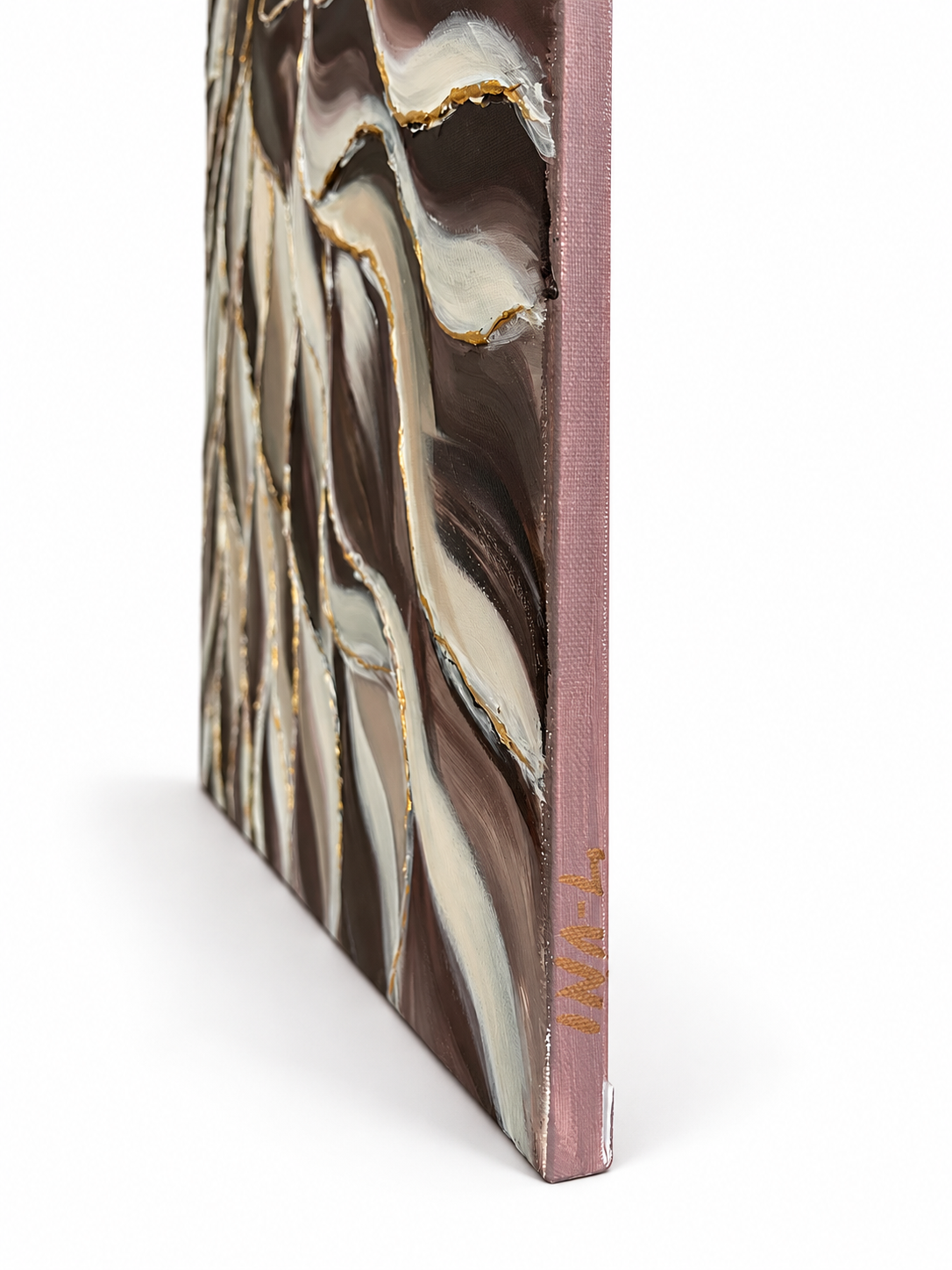 Side view of Eternal Flow, an original acrylic painting on gallery-wrapped canvas, showing the painted edge and artist’s signature.