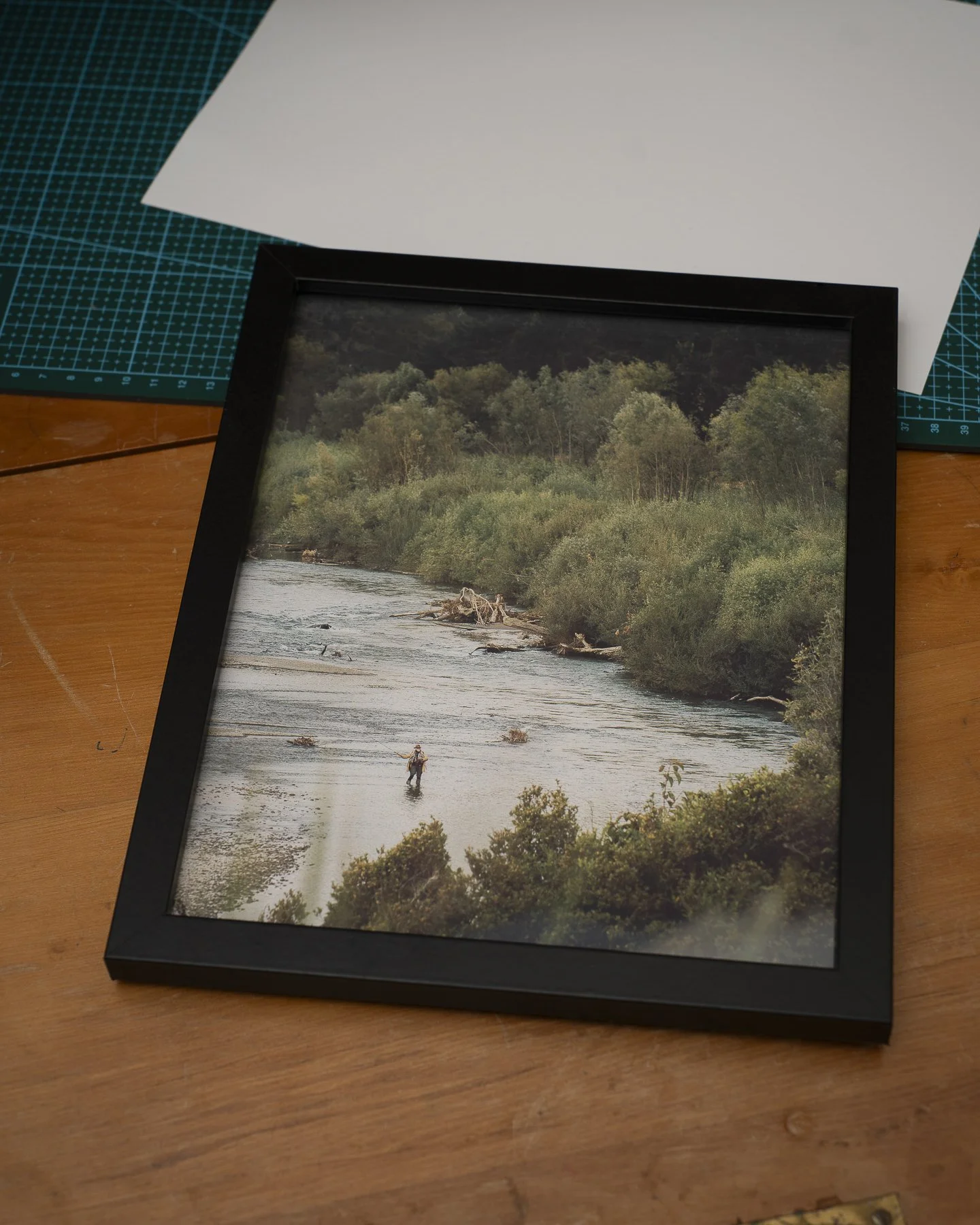 Photographic framed print of a Fisherman in the Manawatu River