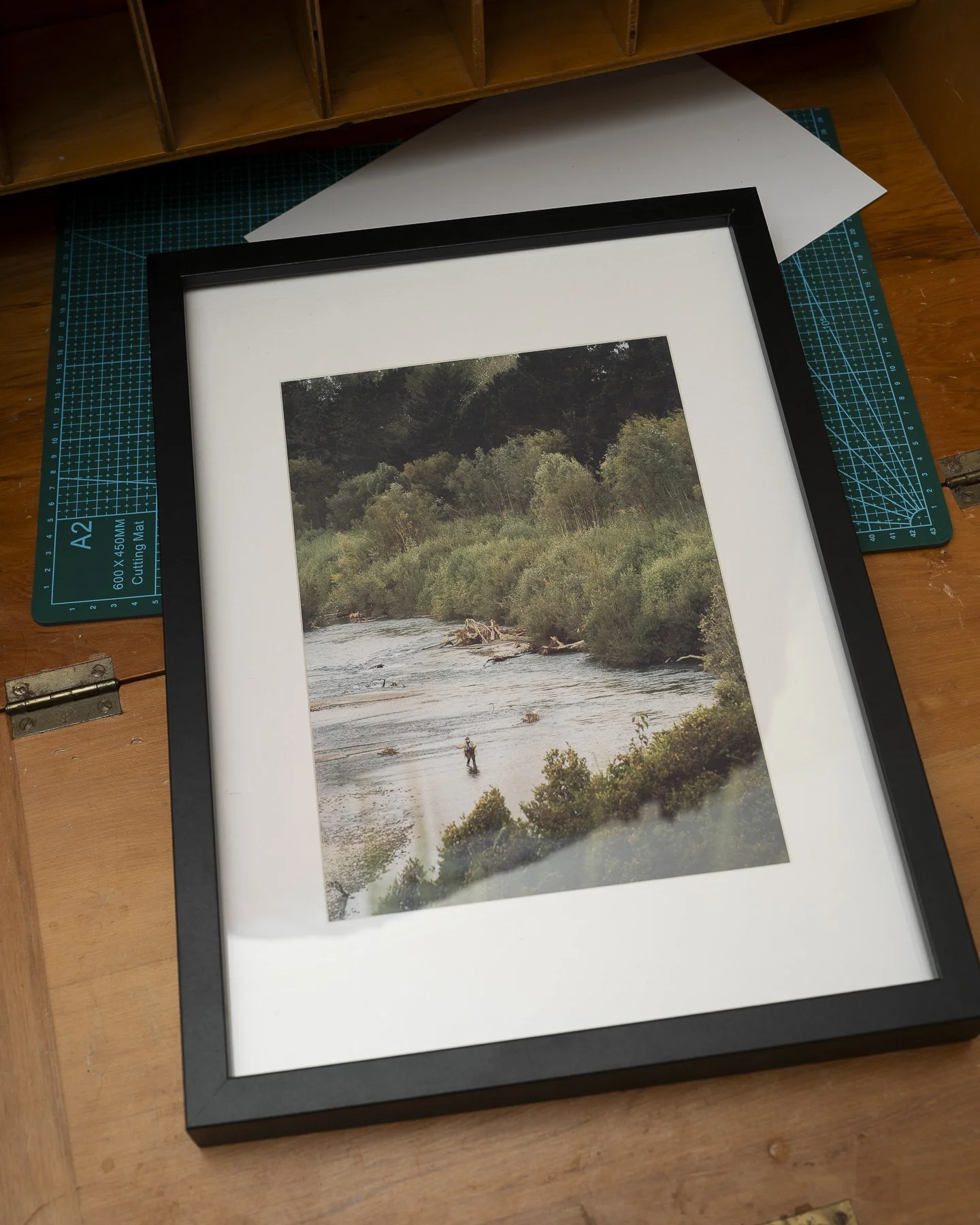 Photographic framed print of a Fisherman in the Manawatu River