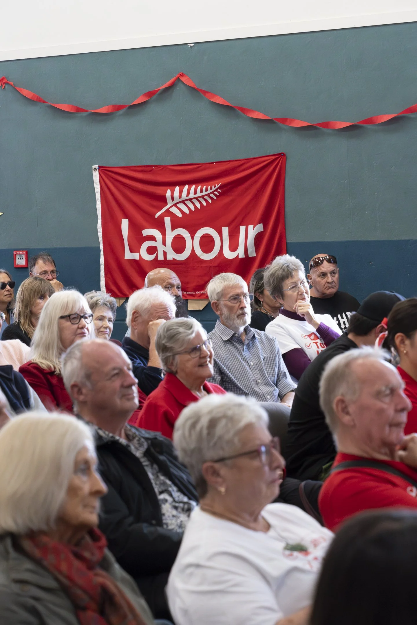 An example of Event Photography of the audience at the Tangi Utikere Labour Campaign Launch