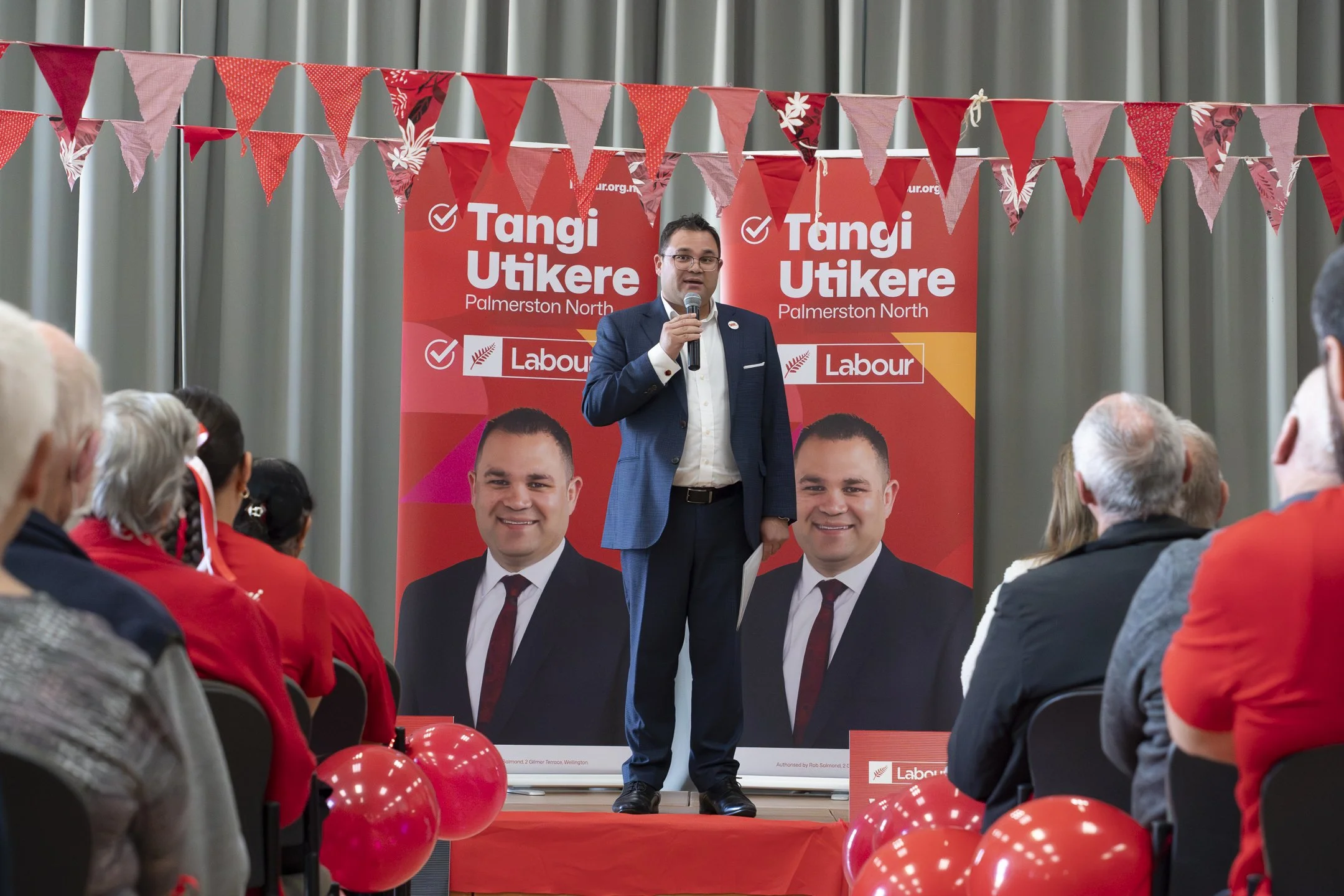 An example of Event Photography of Tangi Utikere at his Palmerston North Labour Campaign Launch