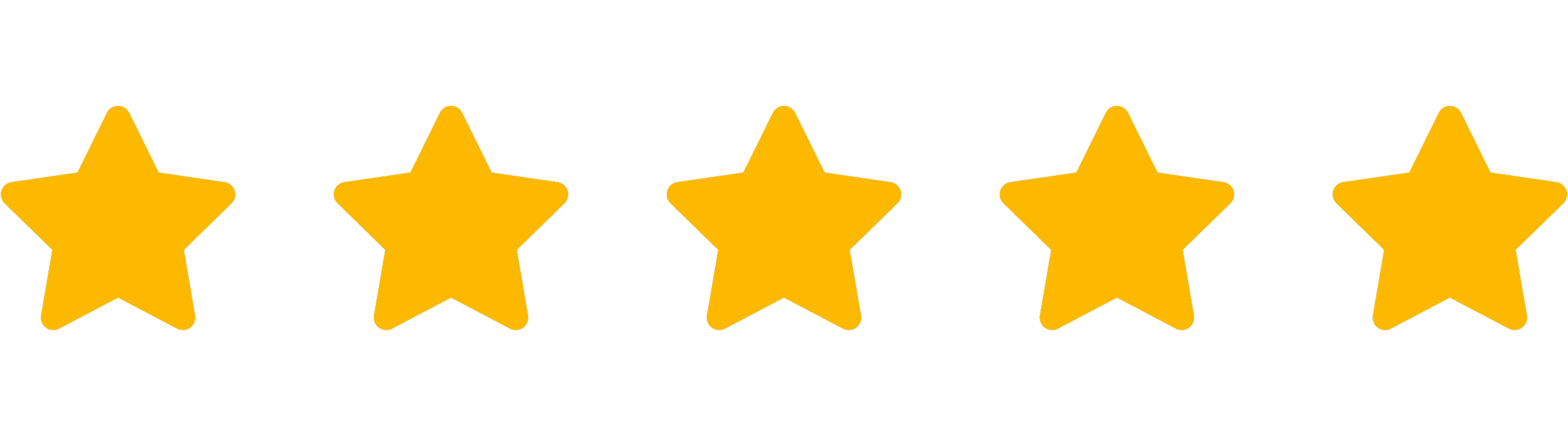Five gold stars on a black background, representing a rating.