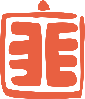 A stylized red Chinese character enclosed within a square outline.
