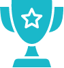 A blue trophy cup with a star on it.