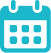 Icon of a calendar with a blue background.