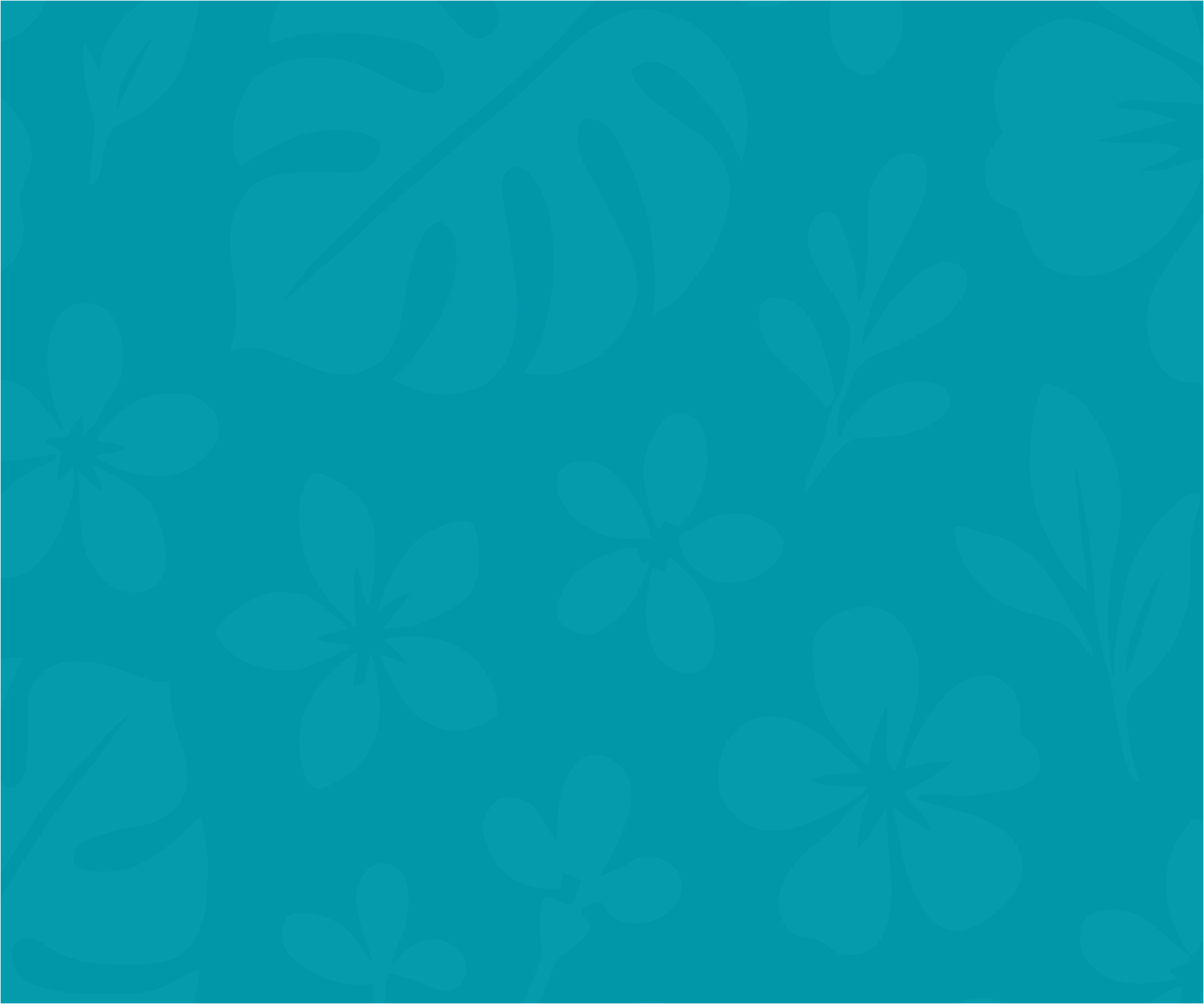 Decorative blue background with subtle floral patterns.