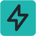 Icon of a lightning bolt inside a rounded square with a teal background.