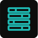 Icon of a web server or database with horizontal lines representing data storage.