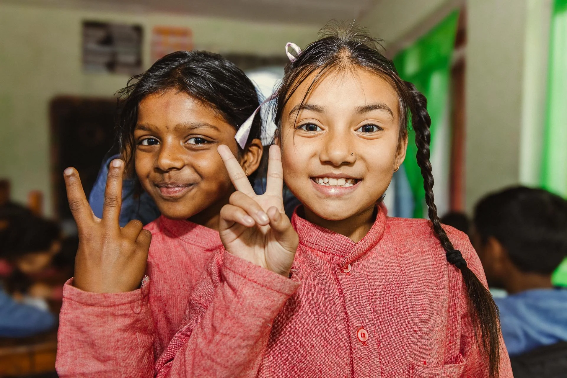 Happy students at Shanti school in Kathmandu