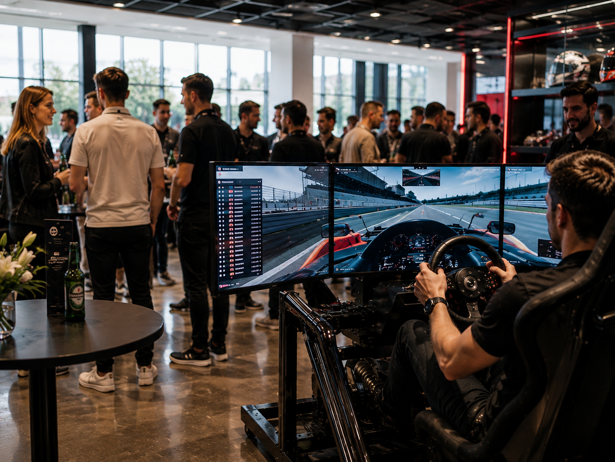 Premium racing simulator at a corporate event in the UK