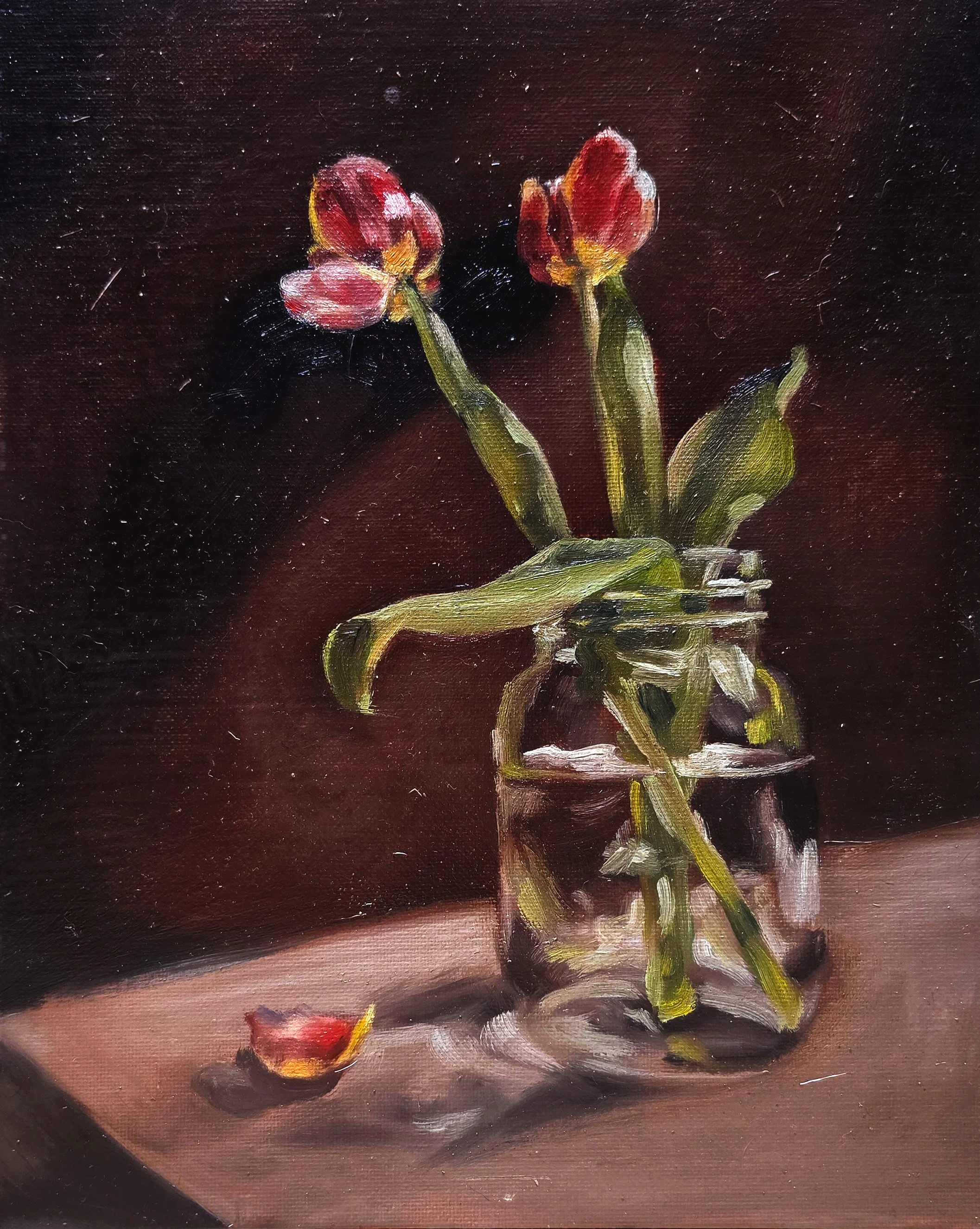 'TULIPS IN A JAM JAR', 2026
Oil on canvas panel
9.5x12 inches