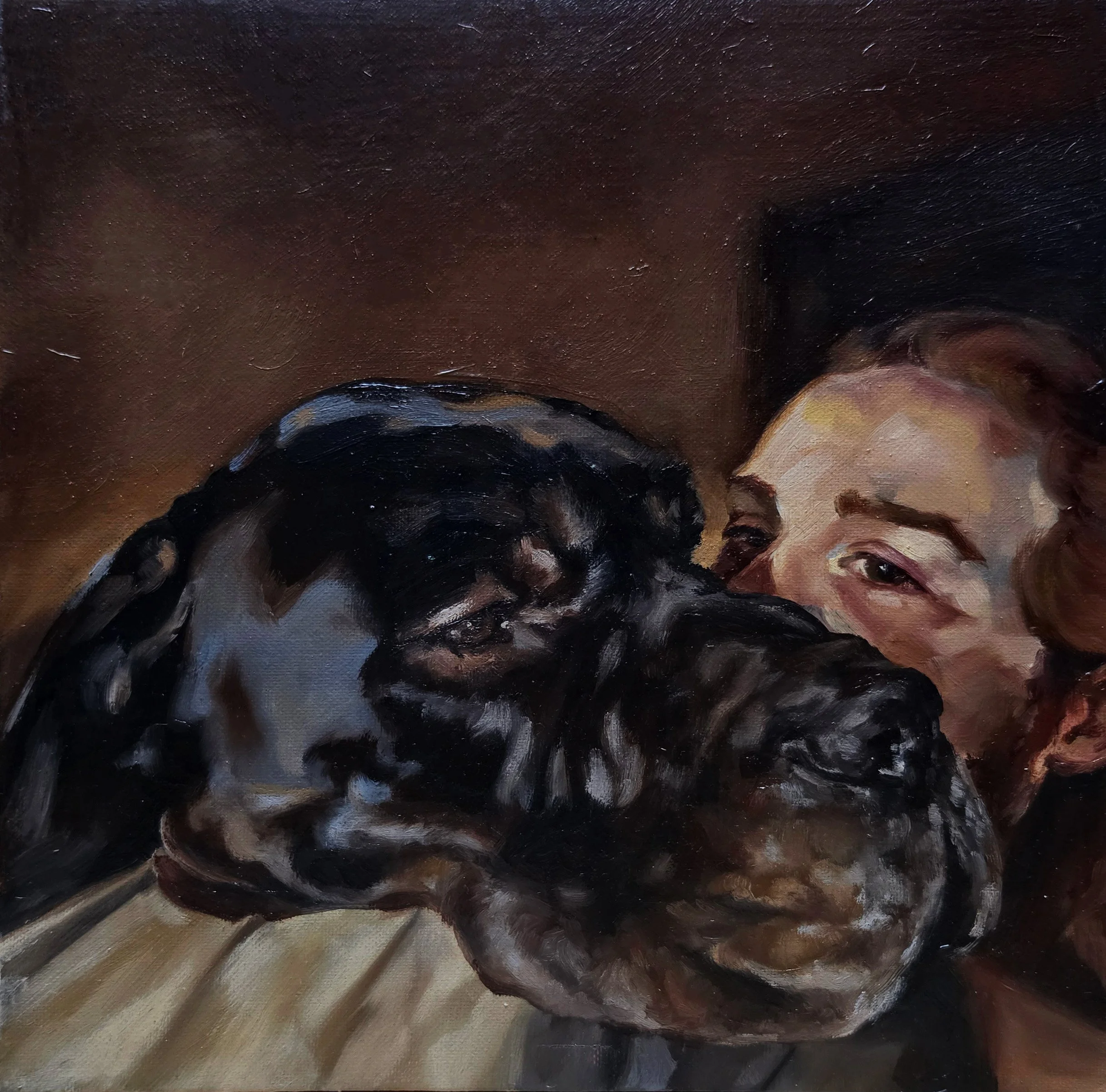 'TWO BIG FOREHEADS', 2026
Oil on canvas panel
12x12 inches