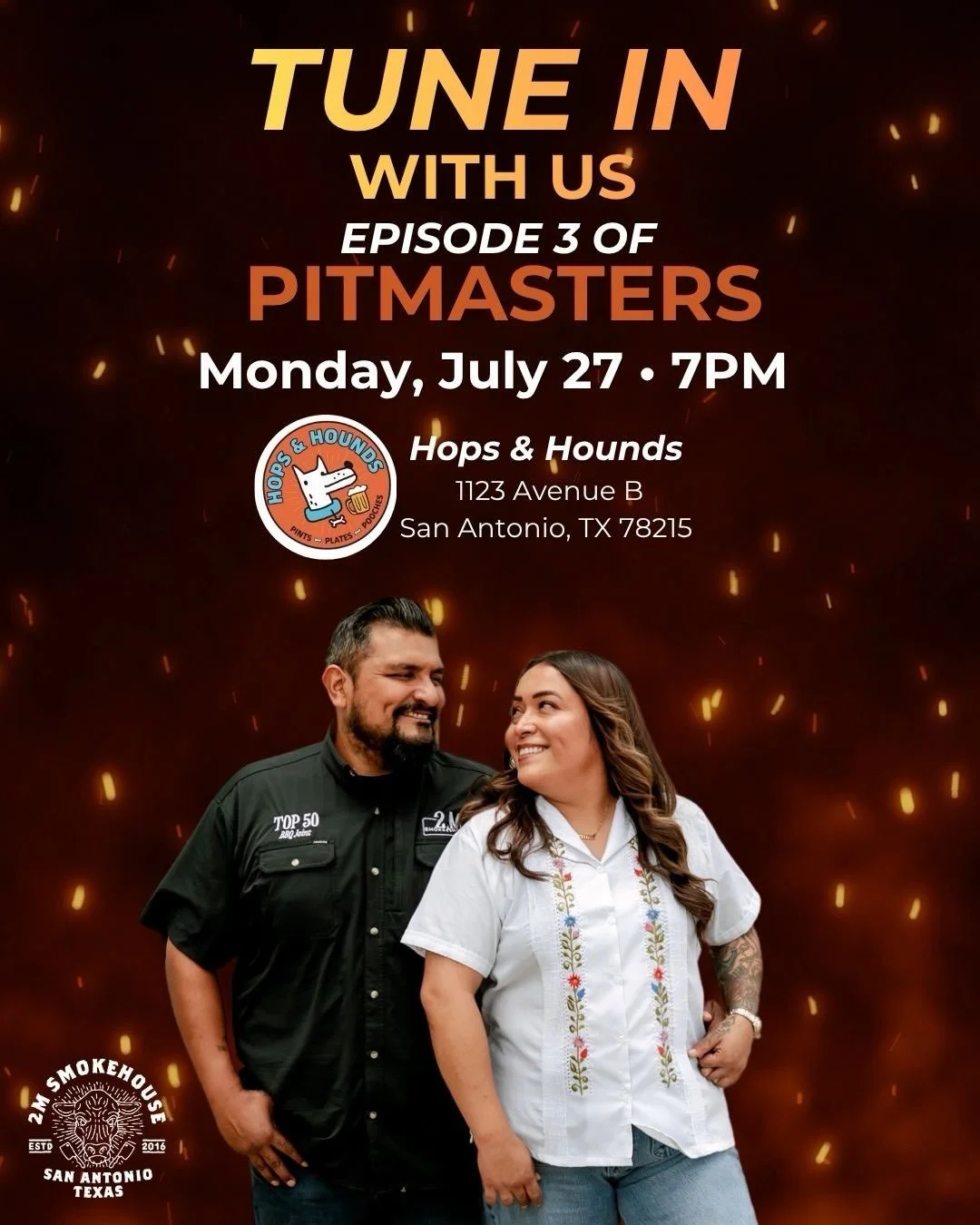San Antonio, it&rsquo;s almost time to Tune In for Episode 3! 🔥

Join us as we cheer on Team Ramos from 2M Smokehouse as they continue representing San Antonio on Pitmasters! Every week has been an incredible ride!

📅 Monday, July 27
🕢 7PM
📍 Hops