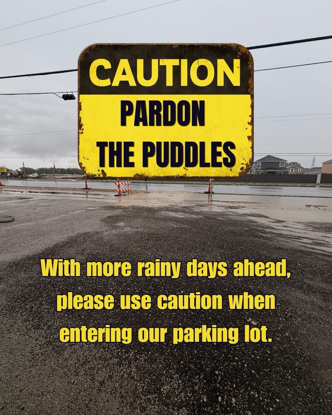 Of course we JUST got the parking lot filled in&hellip; and then the rain said, &ldquo;that&rsquo;s cute.&rdquo; 😂🌧️

With more rainy days ahead, you may notice some standing water and flooding in our parking lot. The City is also currently working