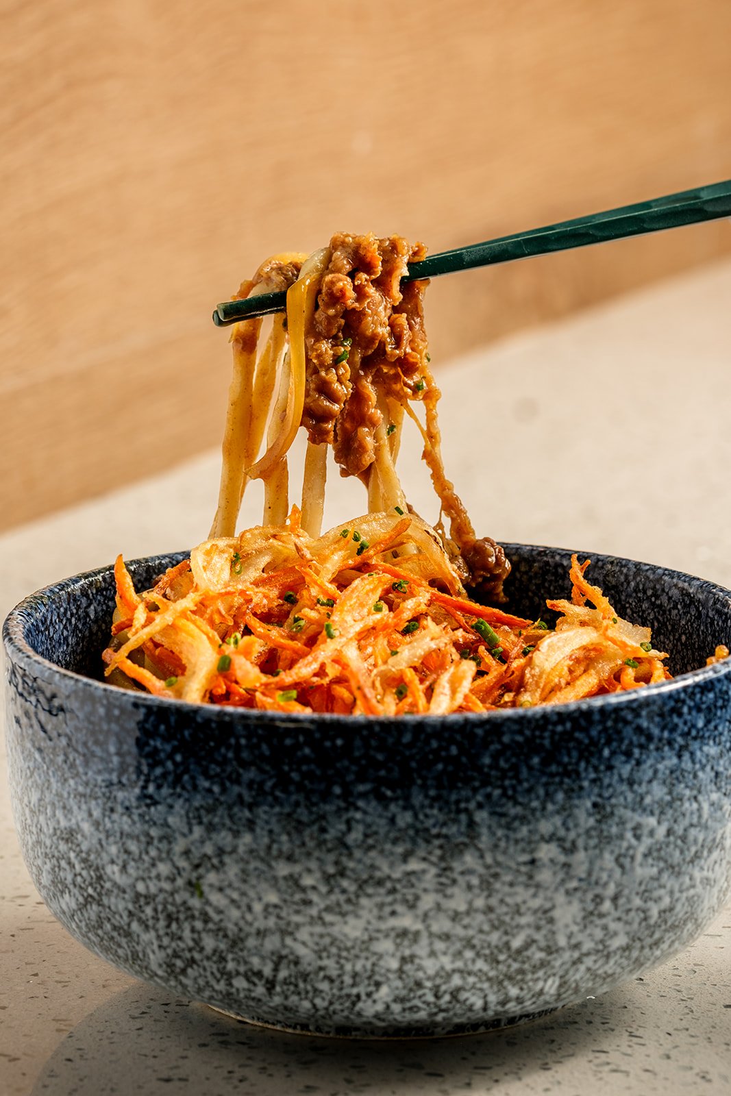 Beef Curry + Kakiage Udon (mild spicy) |
house udon + rich curry broth + sliced fatty beef + onion; topped w/ vegetable fritter
$19.00