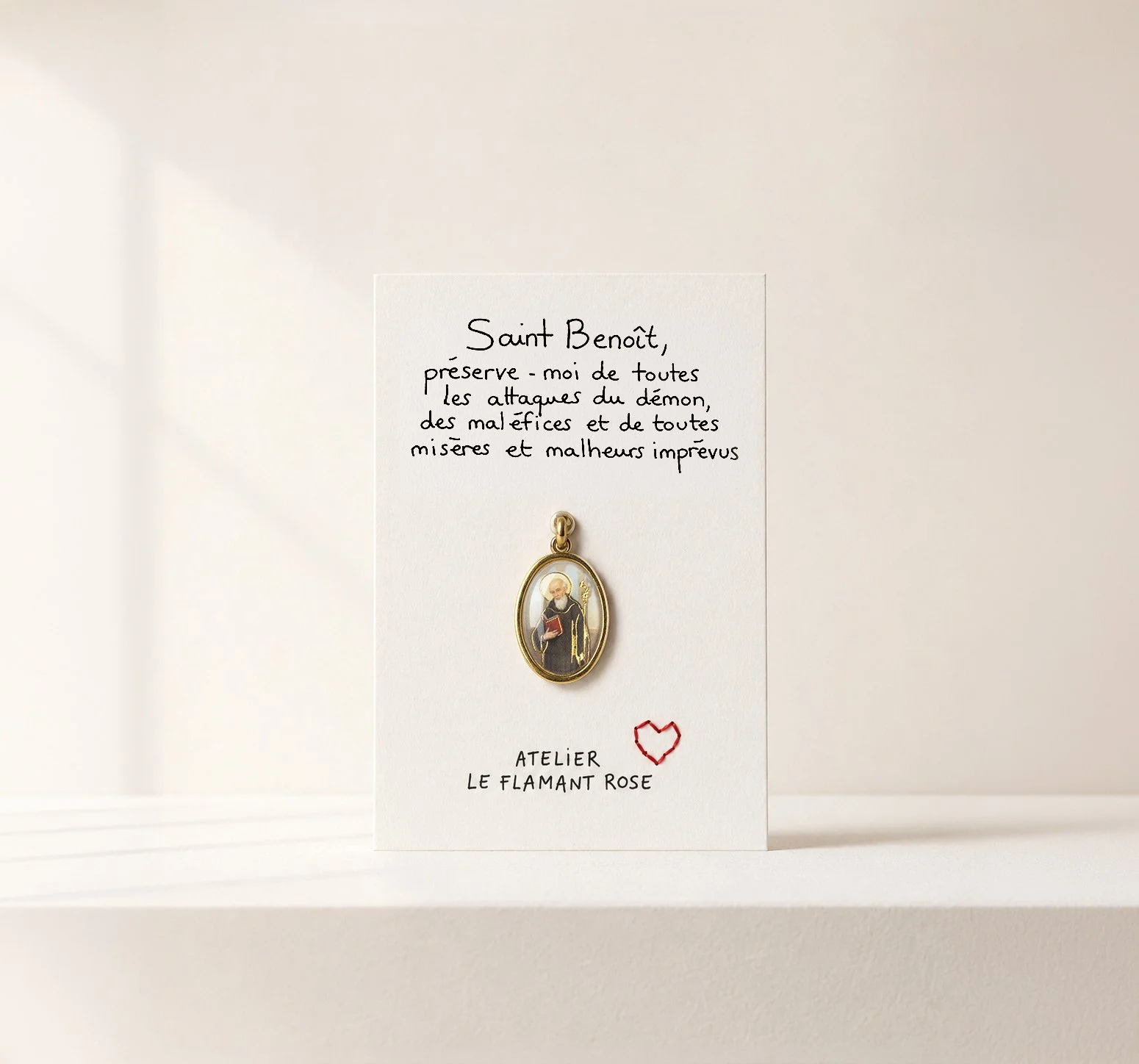 Carte « Saint Benoît » avec médaille détachable