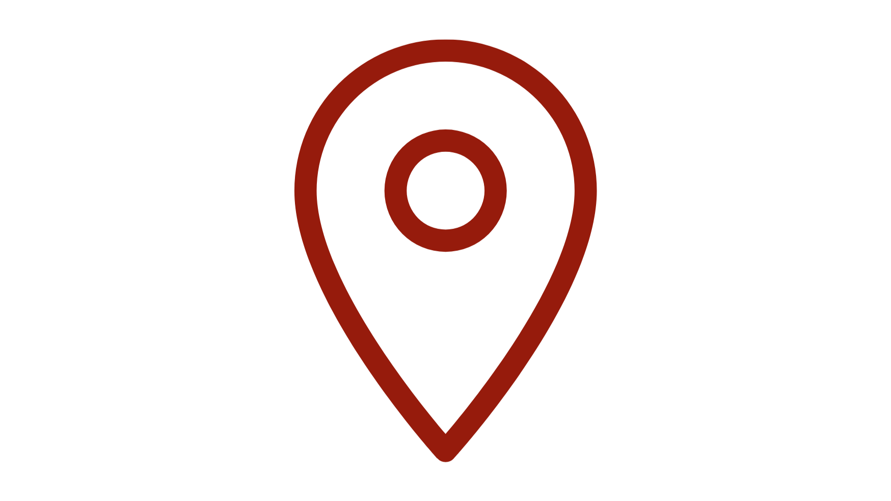 A red map marker icon on a white background.