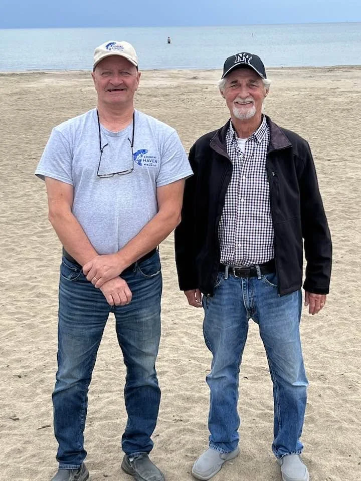 Byzie and Hat with Darryl Coughlan at Wasaga Beach, ON