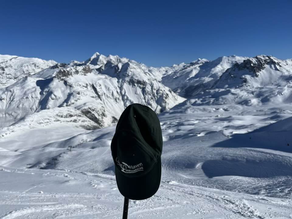 Hat high up in Alps of Val D'Isere, France