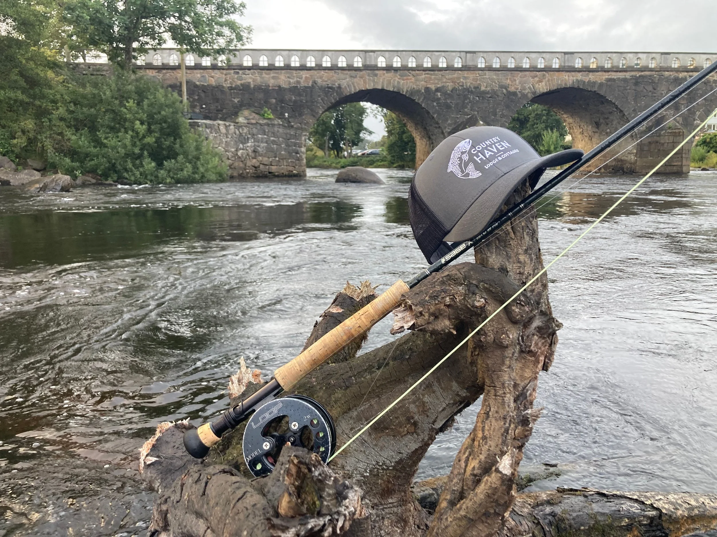 Hat is Salmon fishing on River Ätran in Sweden