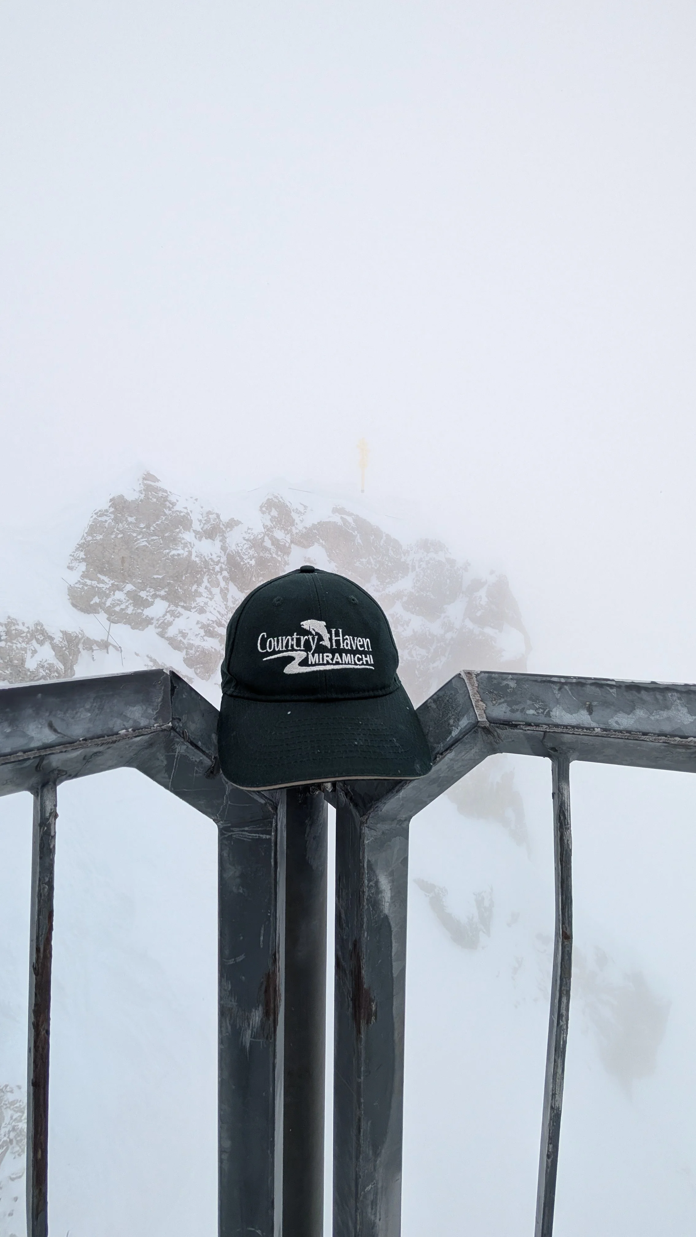 Hat on top of Germany on Zugspitze