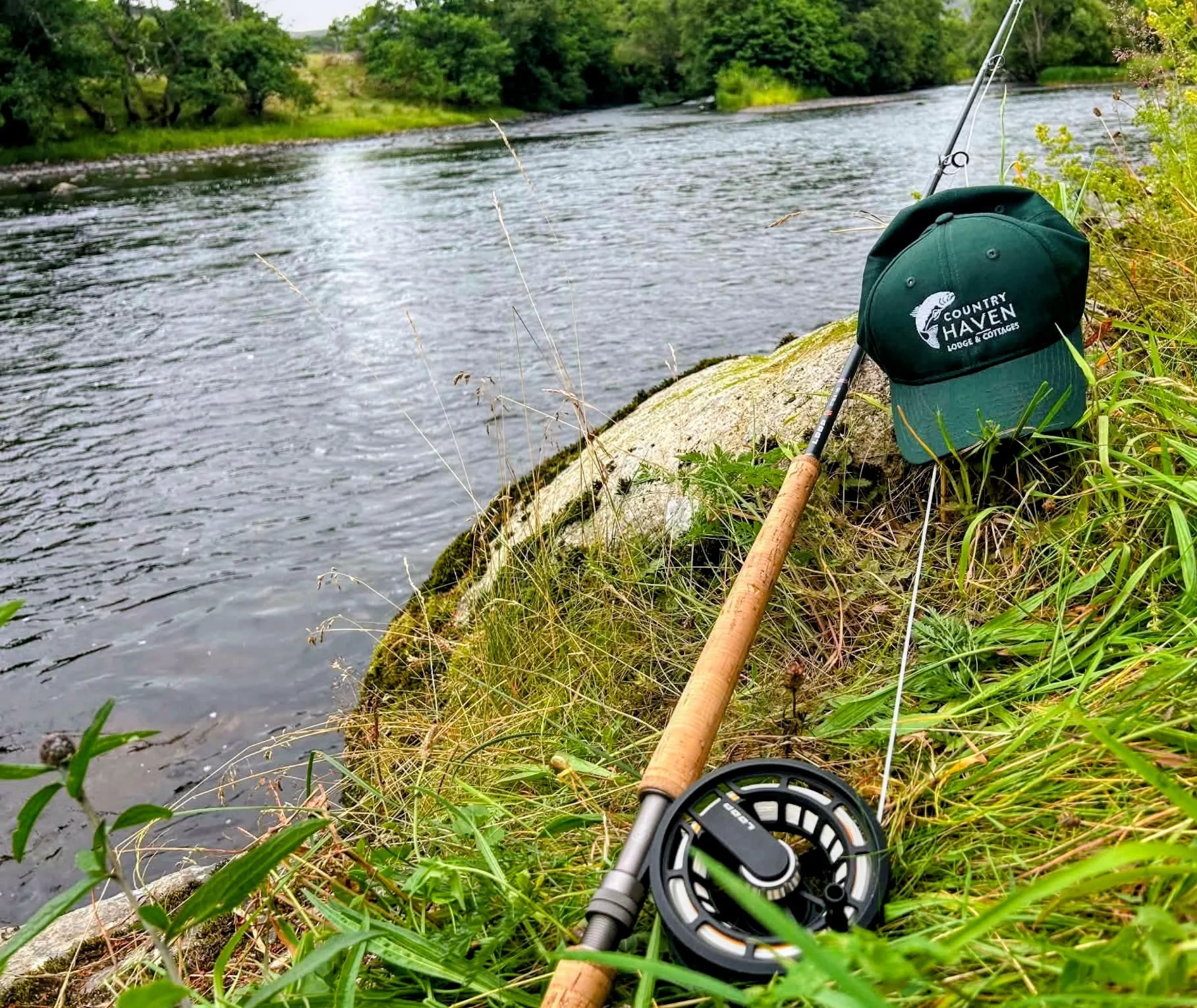 Hat is fishing on River Spey, Scotland