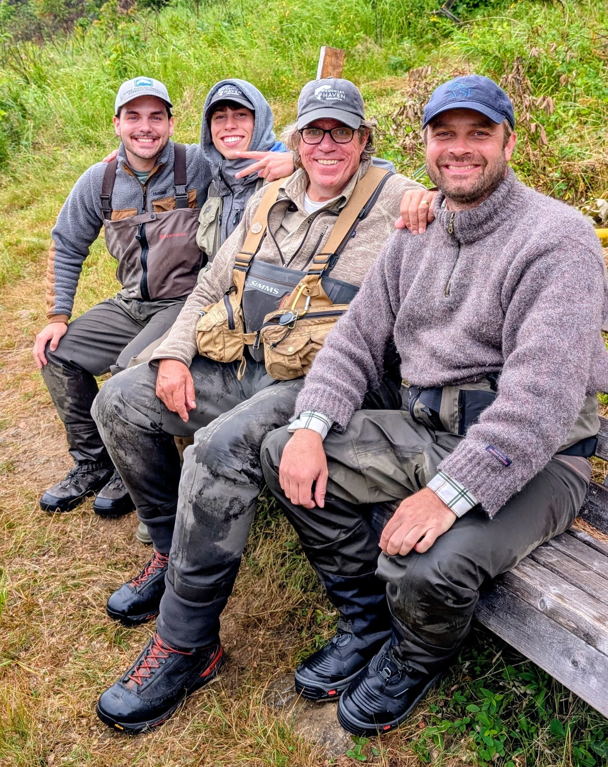 4 fishing buddies with 2 Country Haven Hats