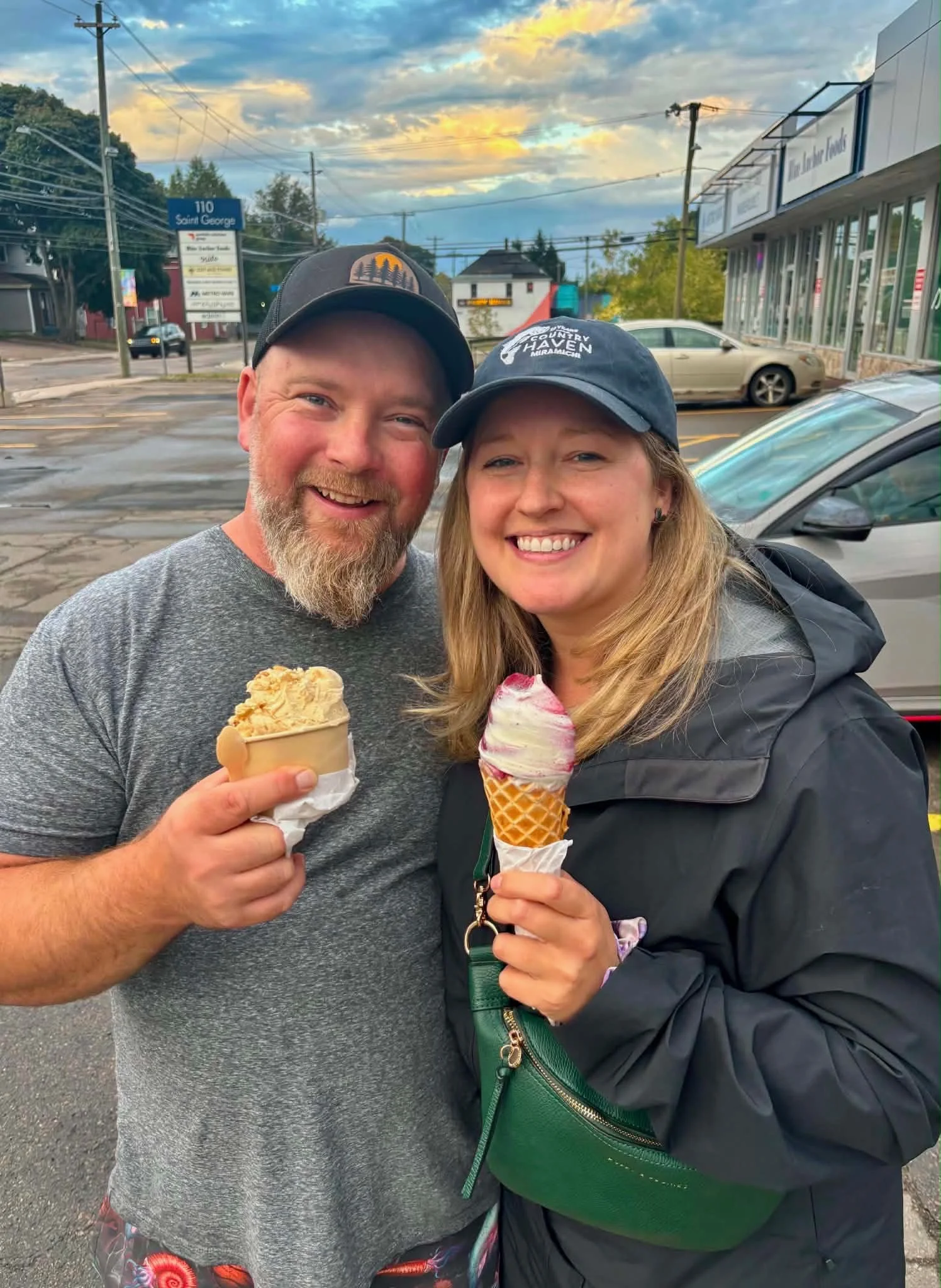 Hat and Jenna and Shane love the ice cream from Lost&Found in Moncton, NB