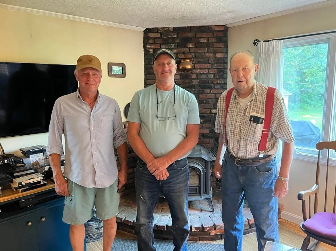Byzie with Hat and Burt and Craig Williams in Bristol, NH