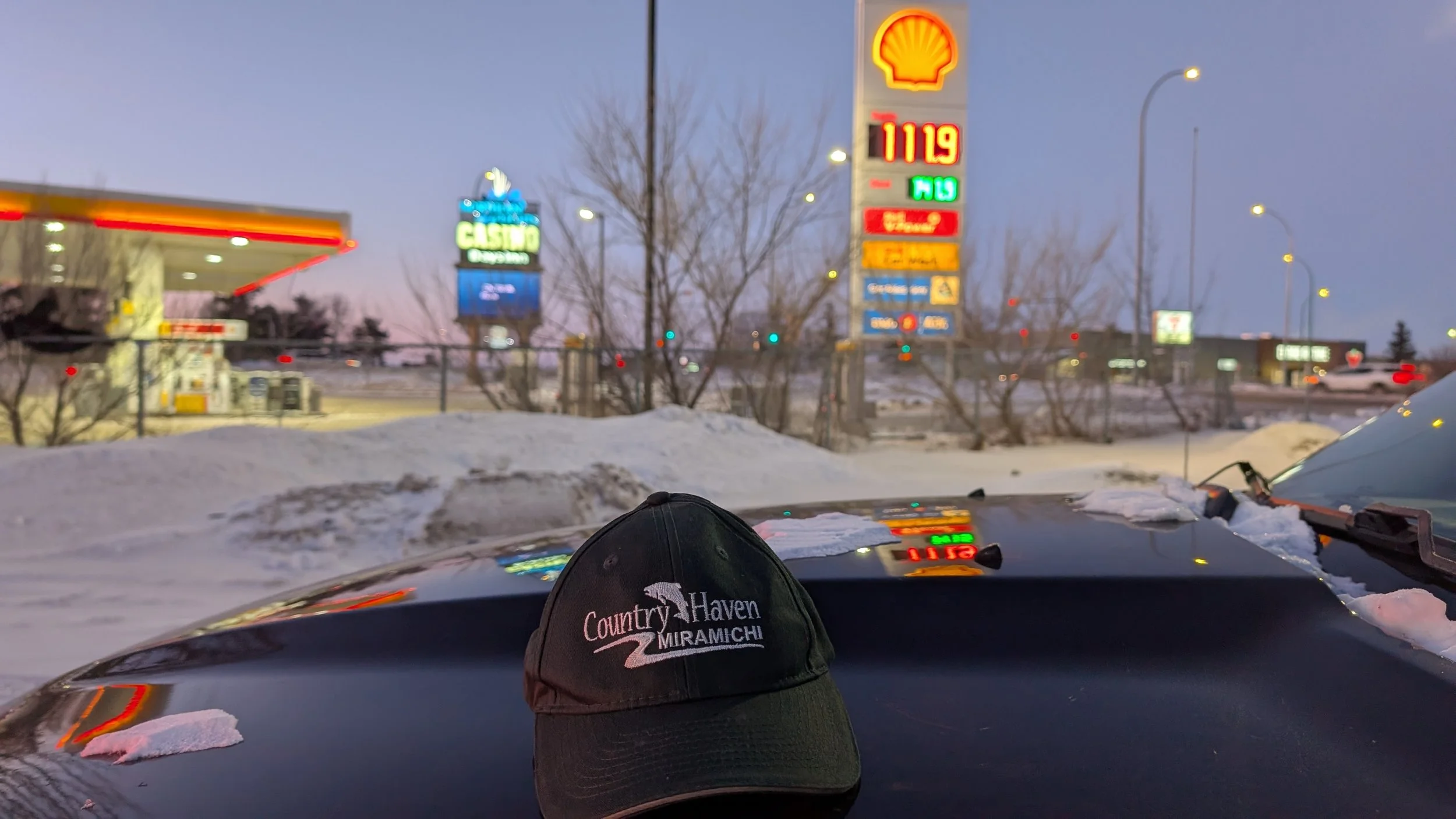 The Hat likes the cheap gas in Prince Albert, SK