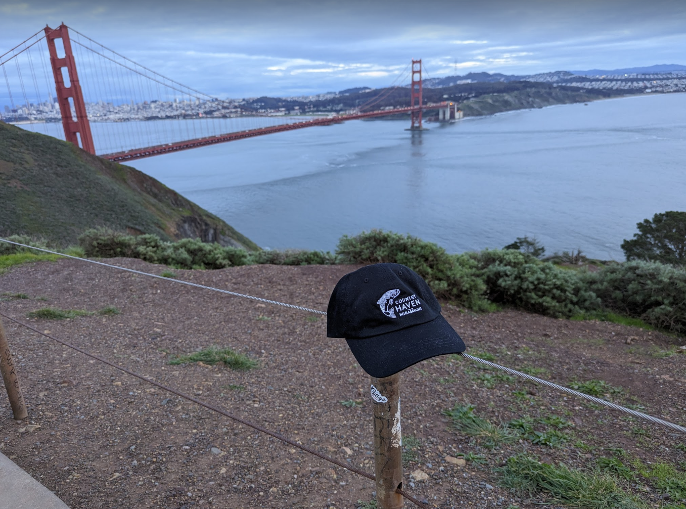 Hat again at Golden GAte Bridge in San Francisco, CA
