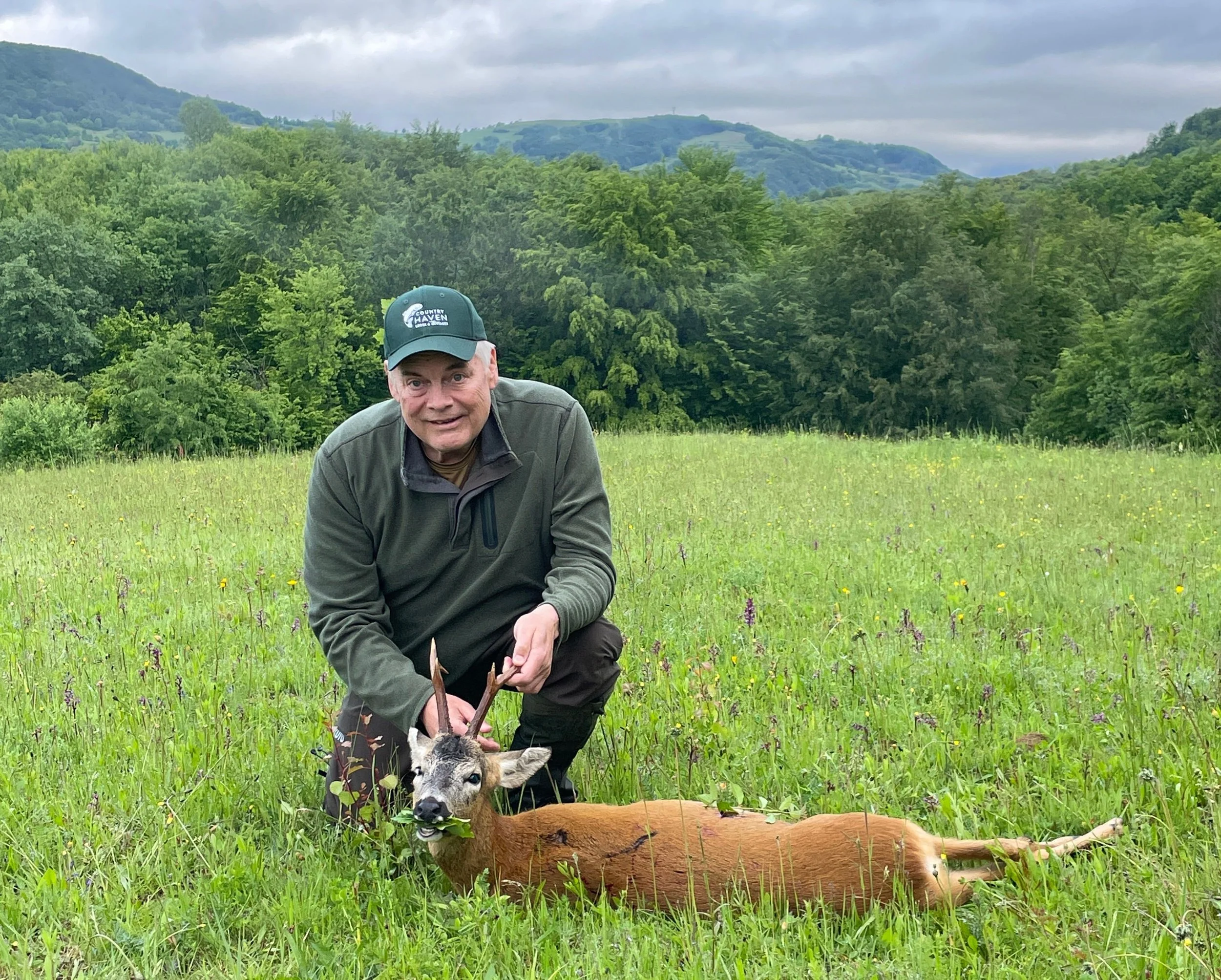 Hat with Billy Higgins and nice Roe Deer in Transylvania, Romania