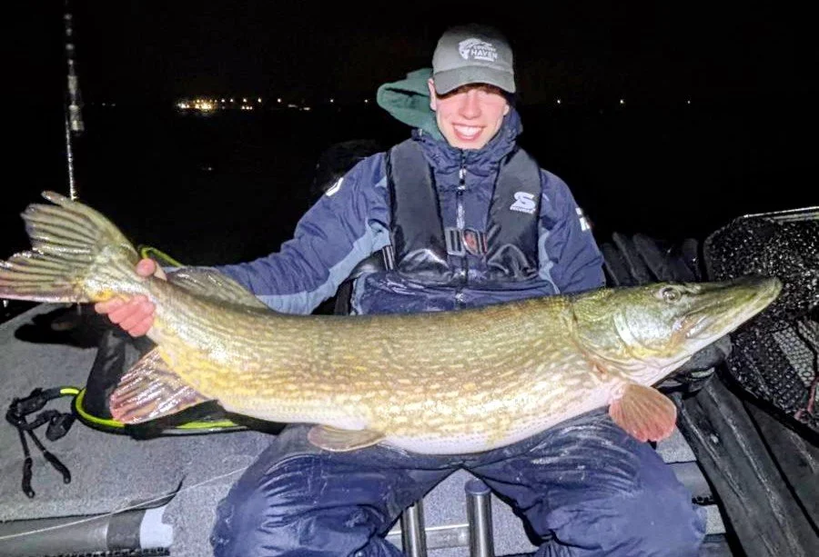 Sami Hat with biggest pike ever (53 inches!) in the Netherlands