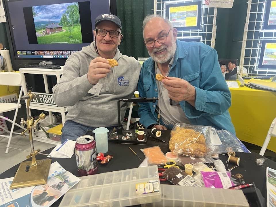 Jim Serio from Hancock, NJ, with Byzie and Hat at the Fly Fishing Show in Edison, NJ