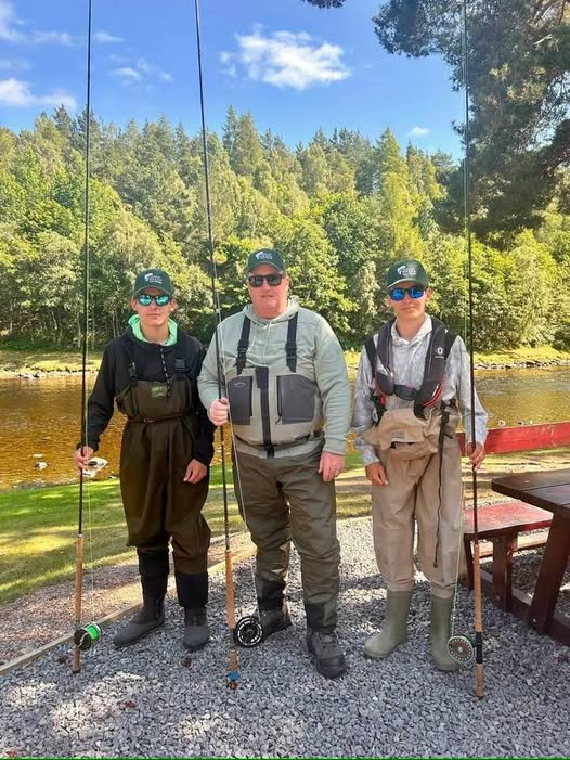 Students from BHS and Ashley Hallihan and Hats on River Spey in Scotland