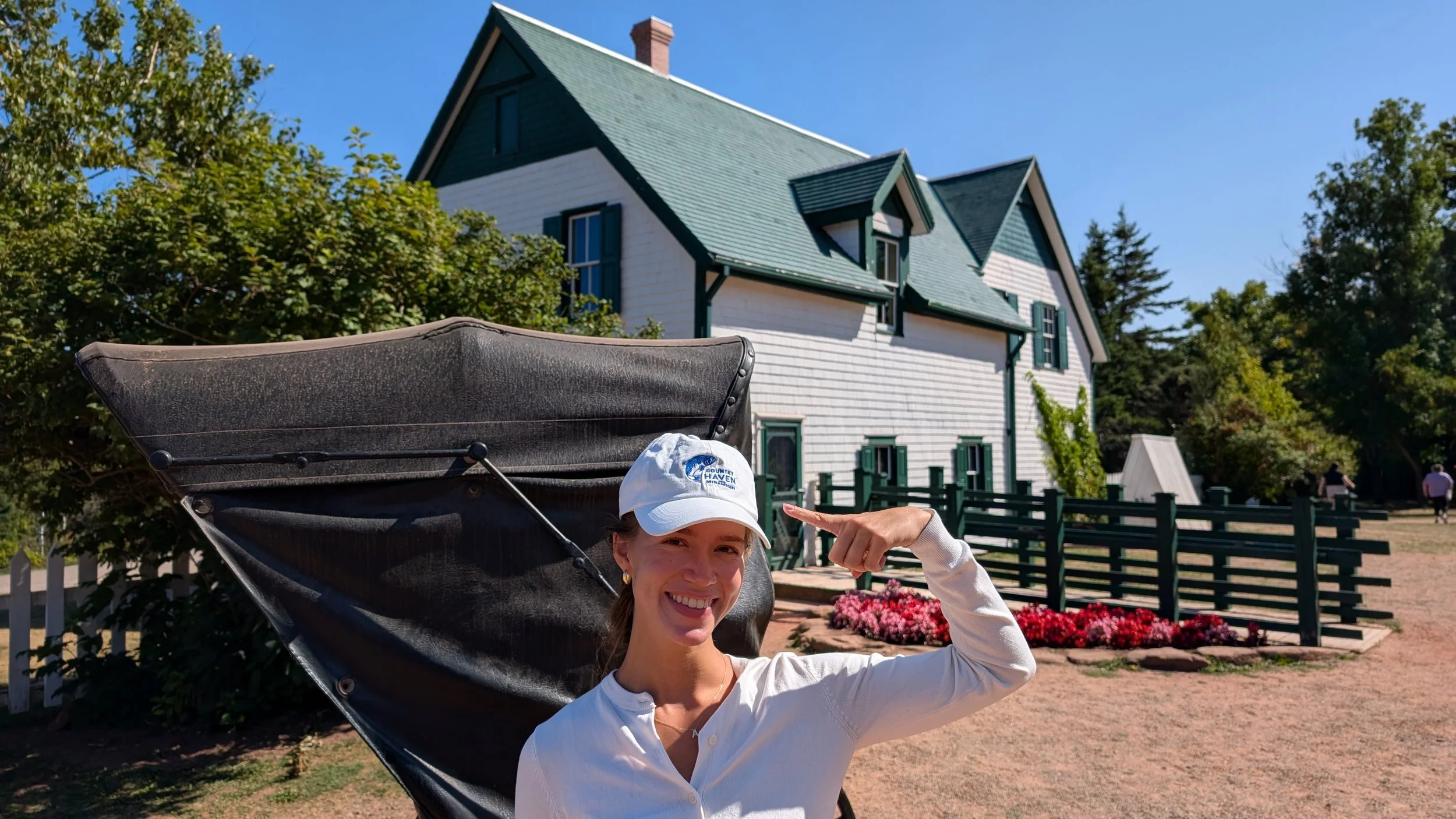 Hat and Alexa at Anne Gables Museum on PEI