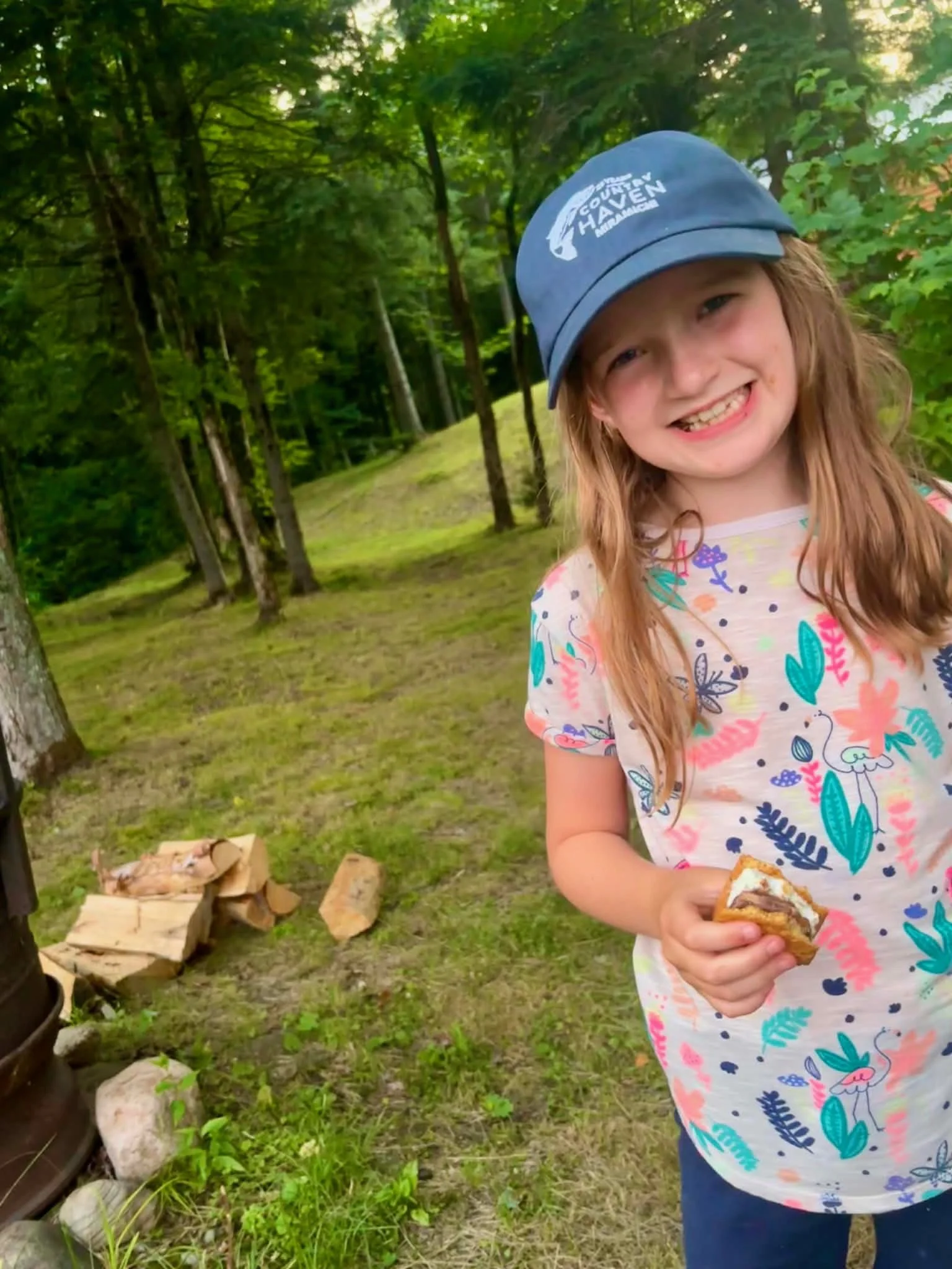 Ivy and Hat at the Wilderness Camp on the Cains River