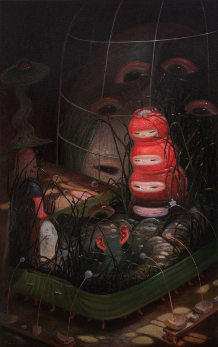 Fandi Angga Saputra 'Shrinks Back', 2026, acrylic on canvas, 120 x 75 cm